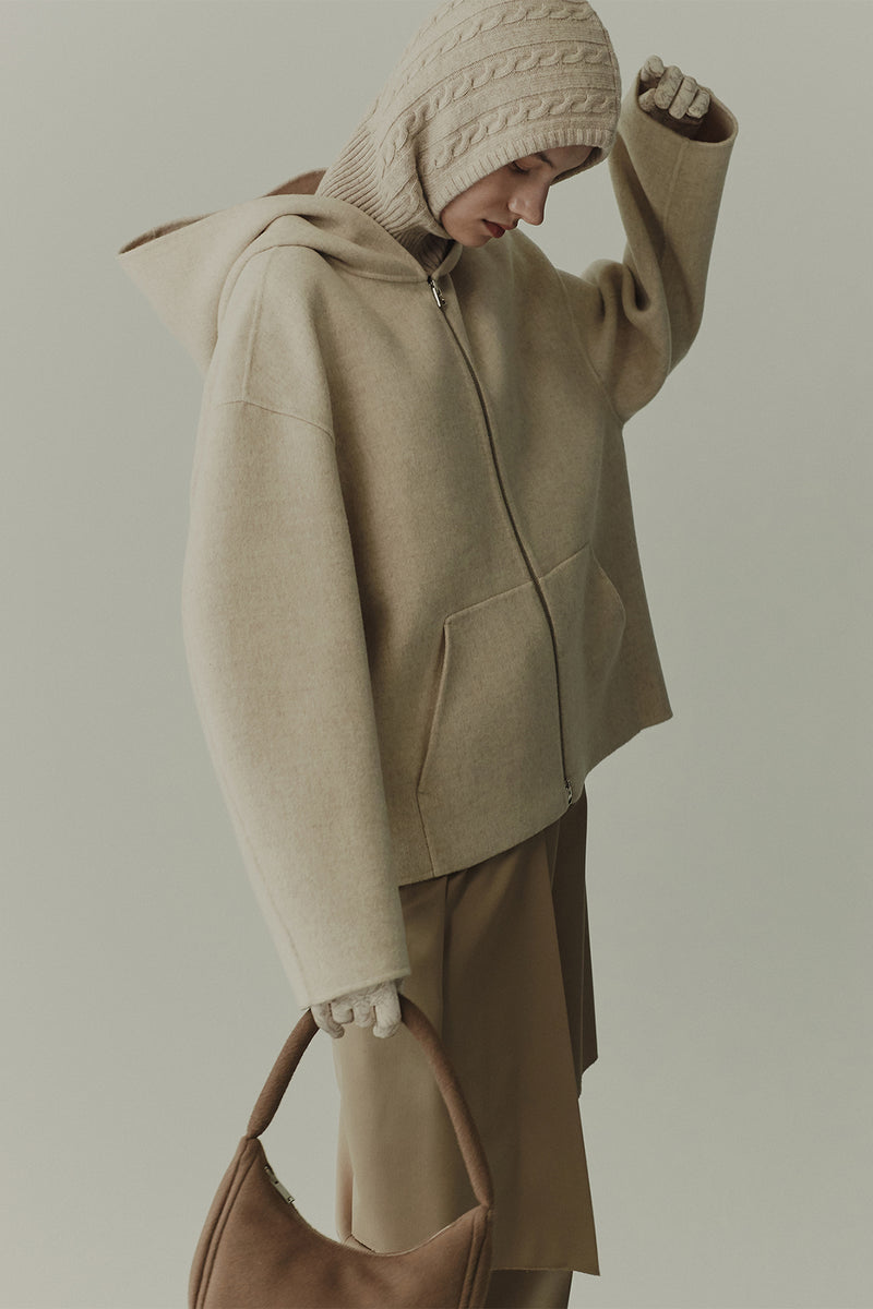 Hooded double-faced wool zip-up jacket – GOEN.J 고엔제이